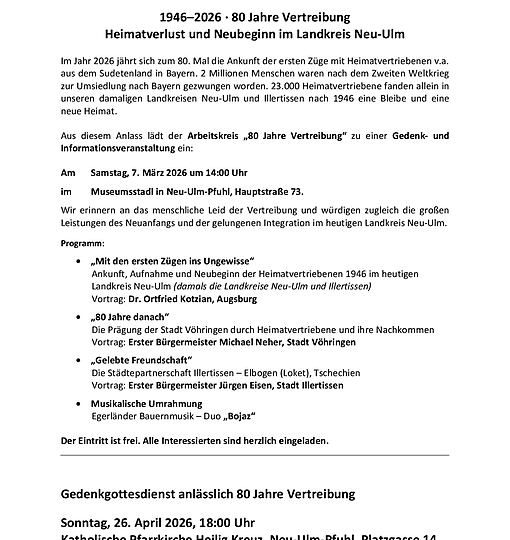 Gedenkgottesdienst anl. 80 Jahre Vertreibung mit Bischof Bertram in Pfuhl