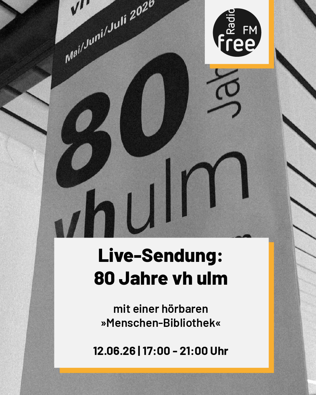 Radio free FM Liveübertragung 80 Jahre vh ulm
