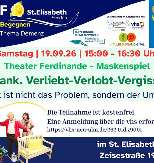 Theater Ferdinande - ein Maskenspiel: Die Gartenbank. Verliebt-Verlobt-Vergissmeinnicht?
