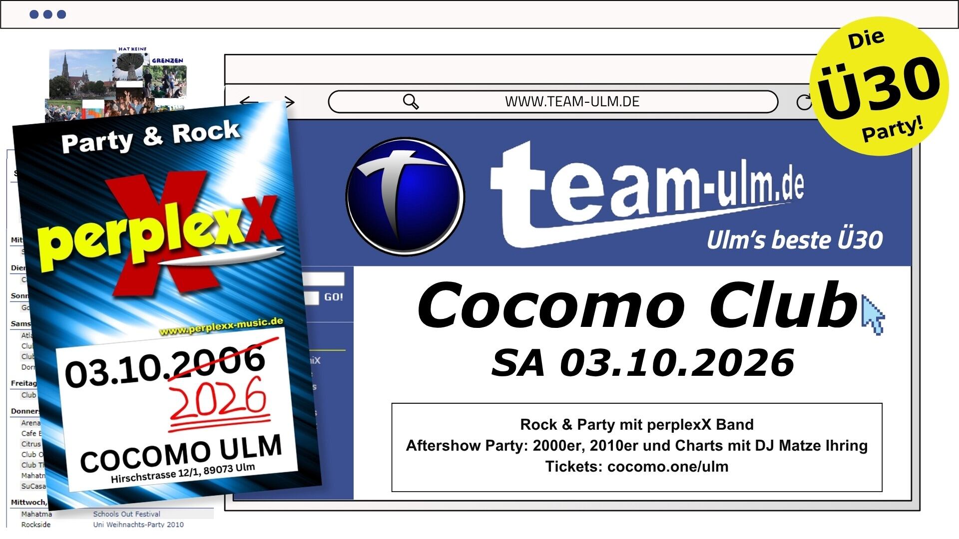 team-ulm Revival | die ü30 party, mit perplexX Liveband und Aftershow