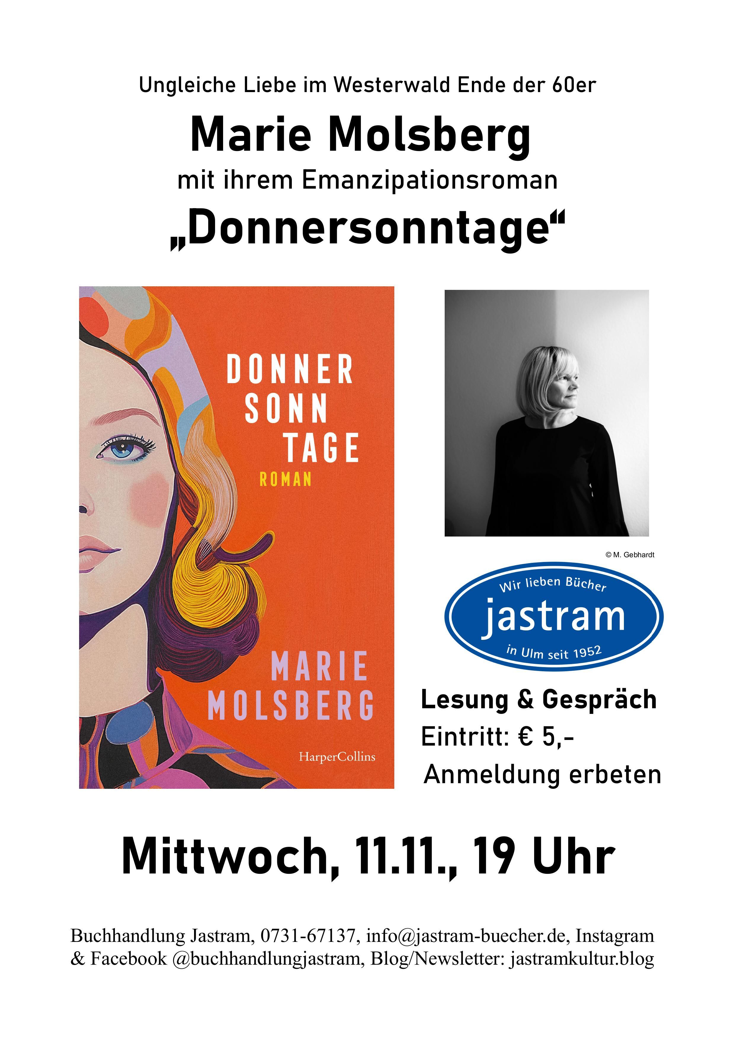 Lesung & Gespräch bei Jastram: Marie Molsberg mit ihrem Roman 