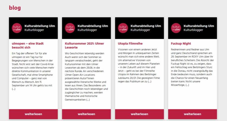 Blog-Ansicht der Website